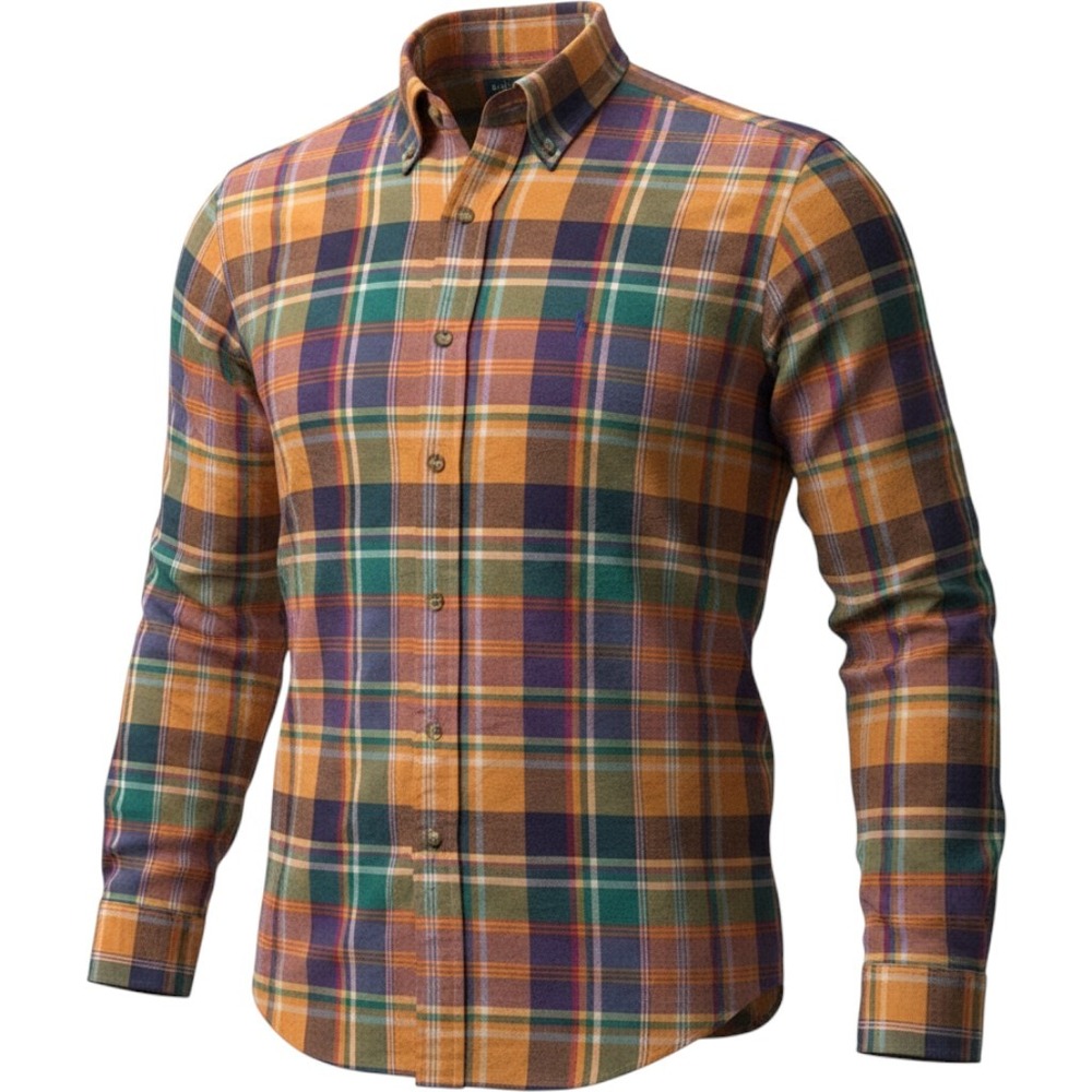 Ralph Lauren Mens Plaid Button Down Shirt Orange Green Multi Color Size M